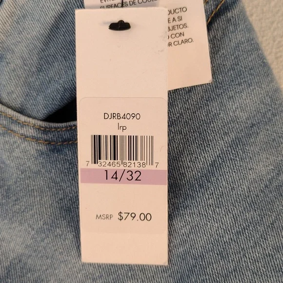 DKNY High-Rise Classic Straight-Leg Raw-Hem Jeans. Size 14/32 - Picture 7 of 11